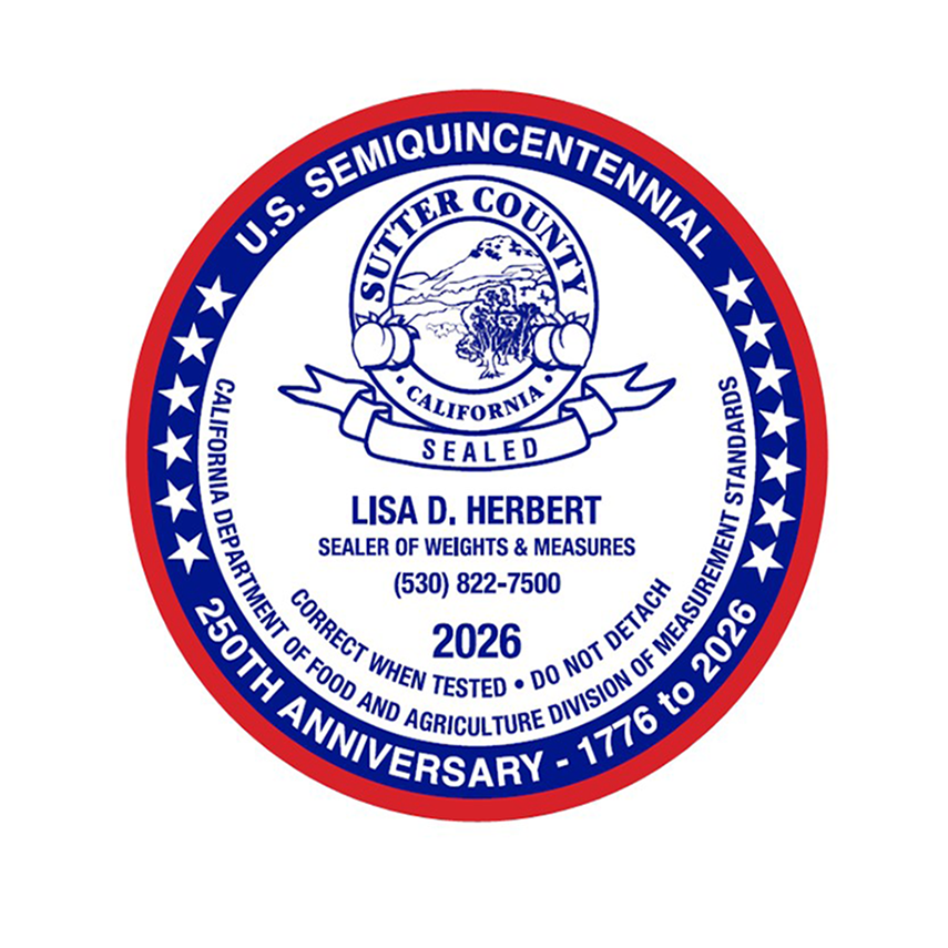 2026 Sutter County Weights and Measures SEAL