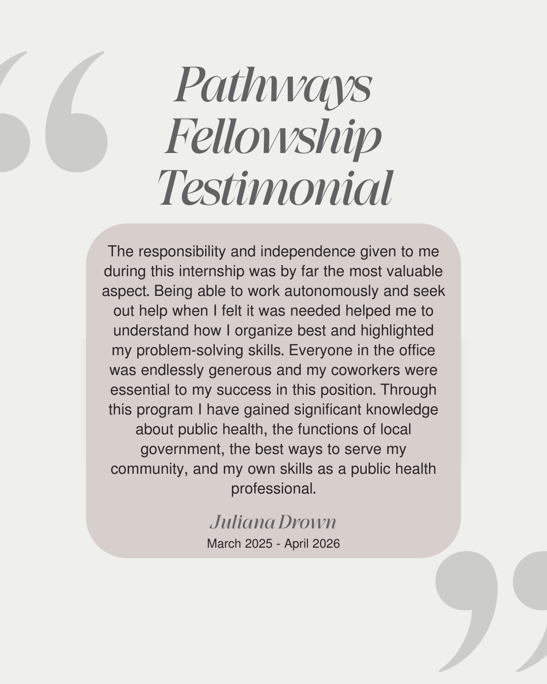 Intern testimonial